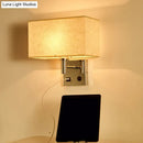 GobekUsa Sleek Beige/Black/White Rectangle Wall Lamp - Simplicity 1-Head Fabric Bedside Lighting