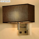 GobekUsa Sleek Beige/Black/White Rectangle Wall Lamp - Simplicity 1-Head Fabric Bedside Lighting