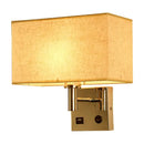 GobekUsa Sleek Beige/Black/White Rectangle Wall Lamp - Simplicity 1-Head Fabric Bedside Lighting