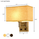 GobekUsa Sleek Beige/Black/White Rectangle Wall Lamp - Simplicity 1-Head Fabric Bedside Lighting