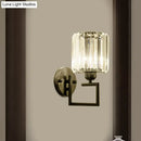 GobekUsa Black Wall-Mounted Crystal Sconce with Contemporary Cylindrical Design