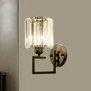 GobekUsa Black Wall-Mounted Crystal Sconce with Contemporary Cylindrical Design