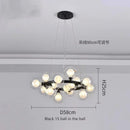 GobekUsa Contemporary Black and Gold Chandelier - White Glass Ball