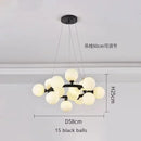 GobekUsa Contemporary Black and Gold Chandelier - White Glass Ball