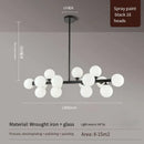 GobekUsa Contemporary Black and Gold Chandelier - White Glass Ball