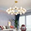 GobekUsa Contemporary Black and Gold Chandelier - White Glass Ball