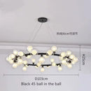 GobekUsa Contemporary Black and Gold Chandelier - White Glass Ball