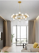 GobekUsa Contemporary Black and Gold Chandelier - White Glass Ball