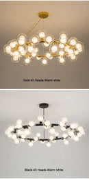 GobekUsa Contemporary Black and Gold Chandelier - White Glass Ball