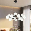 GobekUsa Contemporary Black and Gold Chandelier - White Glass Ball