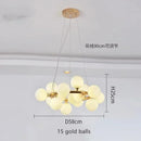GobekUsa Contemporary Black and Gold Chandelier - White Glass Ball