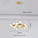 GobekUsa Contemporary Black and Gold Chandelier - White Glass Ball