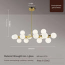 GobekUsa Contemporary Black and Gold Chandelier - White Glass Ball