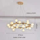 GobekUsa Contemporary Black and Gold Chandelier - White Glass Ball
