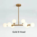 GobekUsa Contemporary Black and Gold Chandelier - White Glass Ball