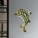 GobekUsa Contemporary LED Crystal Prism Dolphin Wall Light in Warm/White - Nickle Wall Mount Fixture