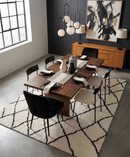 Black And White Hand Woven Wool Area Rug - Contemporary Style