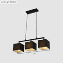 GobekUsa Contemporary Black Cubic Island Chandelier - 3 Head Fabric Hanging Light Kit