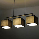 GobekUsa Contemporary Black Cubic Island Chandelier - 3 Head Fabric Hanging Light Kit