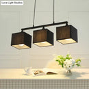 GobekUsa Contemporary Black Cubic Island Chandelier - 3 Head Fabric Hanging Light Kit
