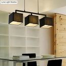 GobekUsa Contemporary Black Cubic Island Chandelier - 3 Head Fabric Hanging Light Kit