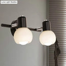 GobekUsa Contemporary Globe Sconce Light with Metal and Milk Glass, 2/3 Lights, Wall Fixture in Black - Perfect for Living Room Vanity