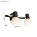GobekUsa Contemporary Globe Sconce Light with Metal and Milk Glass, 2/3 Lights, Wall Fixture in Black - Perfect for Living Room Vanity