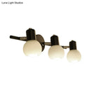 GobekUsa Contemporary Globe Sconce Light with Metal and Milk Glass, 2/3 Lights, Wall Fixture in Black - Perfect for Living Room Vanity