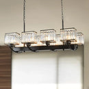 GobekUsa Contemporary Crystal Chandelier with Adjustable Chain - 6/8 Bulbs, Black Rectangle Design