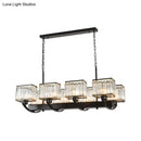 GobekUsa Contemporary Crystal Chandelier with Adjustable Chain - 6/8 Bulbs, Black Rectangle Design