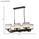 GobekUsa Contemporary Crystal Chandelier with Adjustable Chain - 6/8 Bulbs, Black Rectangle Design