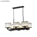 GobekUsa Contemporary Crystal Chandelier with Adjustable Chain - 6/8 Bulbs, Black Rectangle Design