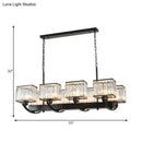 GobekUsa Contemporary Crystal Chandelier with Adjustable Chain - 6/8 Bulbs, Black Rectangle Design