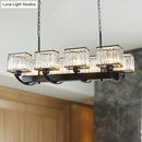GobekUsa Contemporary Crystal Chandelier with Adjustable Chain - 6/8 Bulbs, Black Rectangle Design