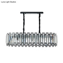 GobekUsa Contemporary Black Crystal Prism Island Pendant with 6 Heads for Dining Room Lighting