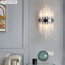 GobekUsa Contemporary Black Crystal Wall Lamp for Living Room