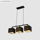 GobekUsa Contemporary Black Cubic Island Chandelier - 3 Head Fabric Hanging Light Kit