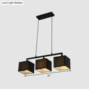 GobekUsa Contemporary Black Cubic Island Chandelier - 3 Head Fabric Hanging Light Kit