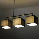 GobekUsa Contemporary Black Cubic Island Chandelier - 3 Head Fabric Hanging Light Kit