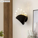 GobekUsa Contemporary Black Fan Wall Light Fixture - Metal Sconce with Clear Crystal Prism - 1/2-Light
