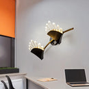 GobekUsa Contemporary Black Fan Wall Light Fixture - Metal Sconce with Clear Crystal Prism - 1/2-Light