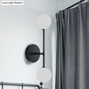 GobekUsa Contemporary Black/Gold Ball Sconce Light - Opal Glass, LED, Flush Mount, 2 Lights