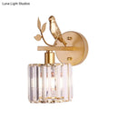 GobekUsa Contemporary Wall Sconce with K9 Crystal Cylinder, Bird Accent, and Black/Gold Finish