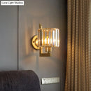 GobekUsa Contemporary Clear Crystal Drum Wall Sconce Lighting - Black/Gold 1 Light Wall Lamp for Bedroom