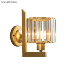 GobekUsa Contemporary Clear Crystal Drum Wall Sconce Lighting - Black/Gold 1 Light Wall Lamp for Bedroom