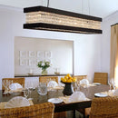 GobekUsa Contemporary Black/Gold Crystal Island Pendant Lighting - Rectangle Shape, 6/7/9 Lights