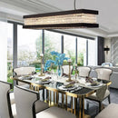 GobekUsa Contemporary Black/Gold Crystal Island Pendant Lighting - Rectangle Shape, 6/7/9 Lights
