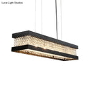 GobekUsa Contemporary Black/Gold Crystal Island Pendant Lighting - Rectangle Shape, 6/7/9 Lights
