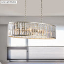 GobekUsa Contemporary Black/Gold Crystal Pendant Light with 6 Prisms - Elliptical Dining Room Island Chandelier
