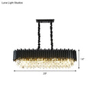 GobekUsa Crystal Prism Island Lamp with 6 Bulbs, Black Rectangle Pendant - Contemporary Design